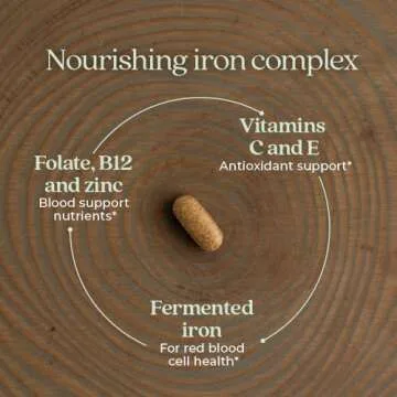 New Chapter Iron Supplement, Whole-Food Fermented Iron Complex Made with Organic Vegetables & Herbs + One Daily Non-Constipating Dose- 60ct, 2 Month Supply