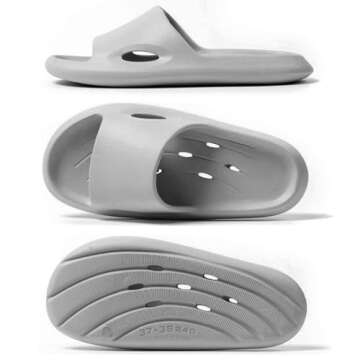 Newbuty Shower Shoes Men Slippers Sandals Women Bathroom Non-Slip Flip-Flops for College Dorm Room Essentials Shower Sandals Slides Gym Spa Pool(Grey Size 240mm)