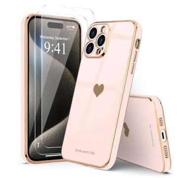 Stylish Teageo iPhone 15 Pro Max Case with Screen Protector