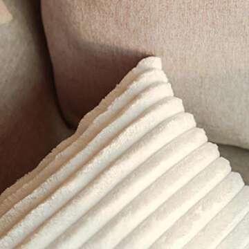 DEELAND Pack of 2 Corduroy Striped Decorative Throw Pillow Covers Fuzzy Soft Pillowcase Cushion Covers for Sofa Couch Bedroom