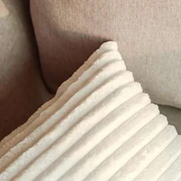 DEELAND Pack of 2 Corduroy Striped Decorative Throw Pillow Covers Fuzzy Soft Pillowcase Cushion Covers for Sofa Couch Bedroom