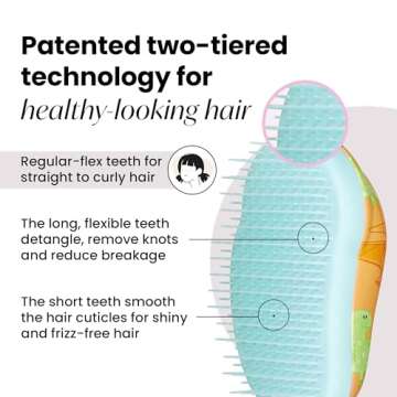 Tangle Teezer Original Detangler Brush, Dry & Wet Travel Size Mini Hair Brush, for Kids & All Hair Types, Dino Mighty