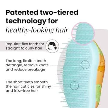 Tangle Teezer Original Detangler Brush, Dry & Wet Travel Size Mini Hair Brush, for Kids & All Hair Types, Dino Mighty