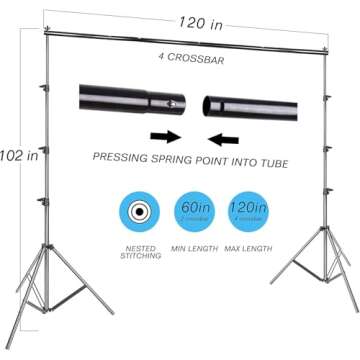 EMART 8.5x10ft Photography Backdrop Kit with 400W 5500K Daylight Umbrella Continuous Lighting Set, B...