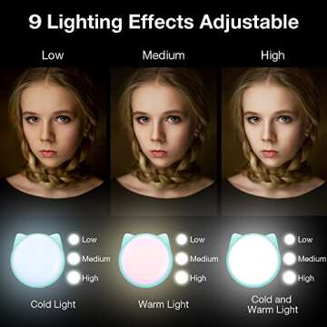 OURRY Selfie Clip on Ring Light, Mini Rechargeable 9 Level Adjustable Brightness Light with 32 LED, 2-8 Hours, USB Flash Lighting for iPhone/Android Cell Phone Photography,Video, Vlogging - Blue