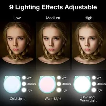 OURRY Selfie Clip on Ring Light, Mini Rechargeable 9 Level Adjustable Brightness Light with 32 LED, 2-8 Hours, USB Flash Lighting for iPhone/Android Cell Phone Photography,Video, Vlogging - Blue