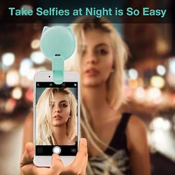 OURRY Selfie Clip on Ring Light, Mini Rechargeable 9 Level Adjustable Brightness Light with 32 LED, 2-8 Hours, USB Flash Lighting for iPhone/Android Cell Phone Photography,Video, Vlogging - Blue