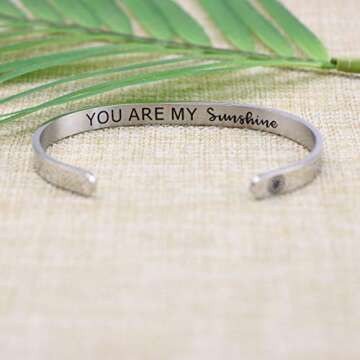 JoycuFF Birthday Gifts for Her Inspirational Bracelets for Women Friendship Jewelry Personalized Engraved Stainless Steel Cuff Bracelet for Christmas Graduation Gifts