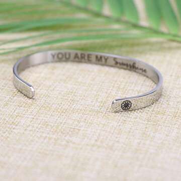 JoycuFF Birthday Gifts for Her Inspirational Bracelets for Women Friendship Jewelry Personalized Engraved Stainless Steel Cuff Bracelet for Christmas Graduation Gifts