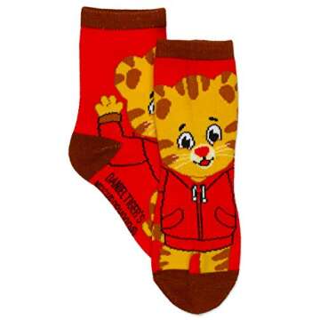 Daniel Tiger Neighborhood Toddler Boys Girls 6 pack Socks (Shoe: 7-10 (Sock: 4-6), Multicolor Crew)