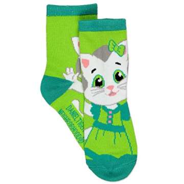 Daniel Tiger Neighborhood Toddler Boys Girls 6 pack Socks (Shoe: 7-10 (Sock: 4-6), Multicolor Crew)