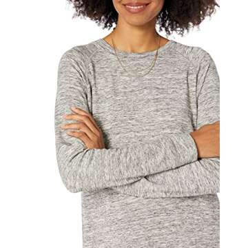Daily Ritual Women's Supersoft Terry Long-Sleeve Raglan Sweatshirt Dress, Grey Heather, Space Dye, Small