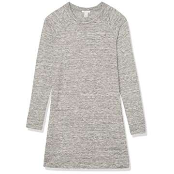 Daily Ritual Women's Supersoft Terry Long-Sleeve Raglan Sweatshirt Dress, Grey Heather, Space Dye, Small