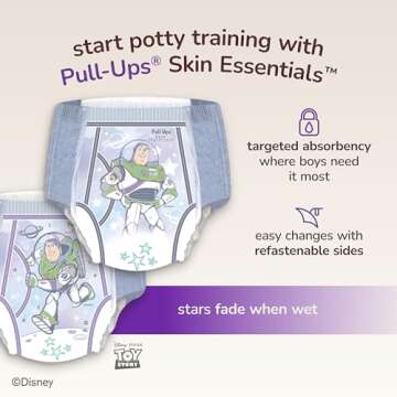 Pull-Ups Boys' Skin Essentials Potty Training Pants, Training Underwear, 2T-3T (16-34 lbs), 18 Ct
