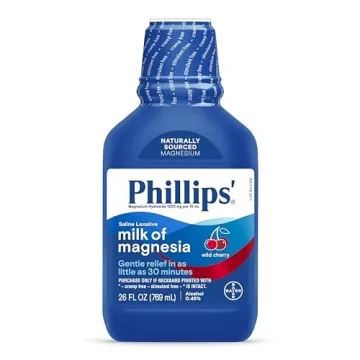 Phillips’ Milk of Magnesia Liquid Laxative, Wild Cherry Flavor for Gentle Relief of Occasional Con...