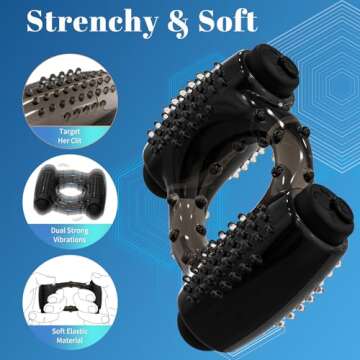 Vibrating Cock Ring with Dual Bullet Vibrators, Sikelob Couple Sex Toys Penis Sleeve Ring Vibrator C...