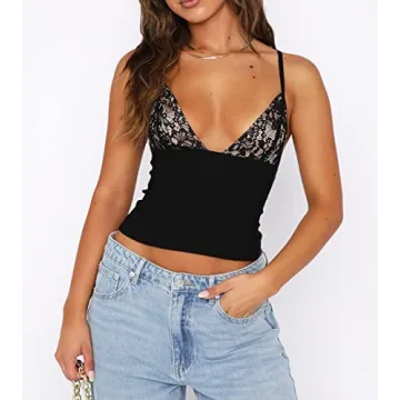 Women Vintage Lace Trim Camisole for Stylish Summer Wear