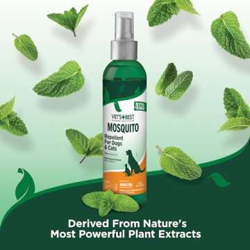 Vet's Best Mosquito Repellent for Dogs and Cats | Repels Mosquitos with Certified Natural Oils | Deet Free | 8 Ounces