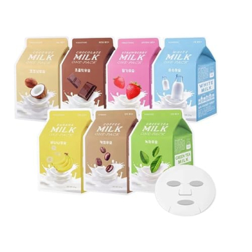 A’PIEU Milk Sheet Mask (7 flavors in 1 pack) with Milk Essence to mildly exfoliate Hydrate, bright...
