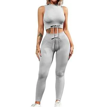 QINSEN Seamless Yoga Leggings and Bra Set for Women