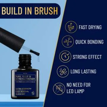 Valitic Strong Nail Glue and Strengthener - Quick Dry Brush On Gel for Long Lasting Nails - Adhesive...