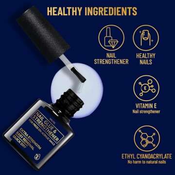 Valitic Strong Nail Glue and Strengthener - Quick Dry Brush On Gel for Long Lasting Nails - Adhesive Bond for False Nails - Strengthener for Nail Tips - 1 PACK