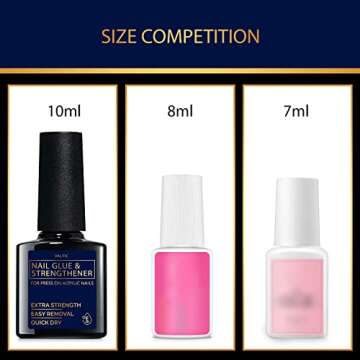 Valitic Strong Nail Glue and Strengthener - Quick Dry Brush On Gel for Long Lasting Nails - Adhesive Bond for False Nails - Strengthener for Nail Tips - 1 PACK
