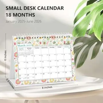 Small Desk Calendar 2025-2026, Mokani Standing Desktop Calendar 2025(January 2025-June 2026), Academic Year Flip Calender with 234 Stickers & US Holidays Marked (8"x6")