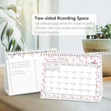 Small Desk Calendar 2025-2026, Mokani Standing Desktop Calendar 2025(January 2025-June 2026), Academic Year Flip Calender with 234 Stickers & US Holidays Marked (8"x6")