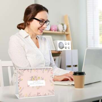 Small Desk Calendar 2025-2026, Mokani Standing Desktop Calendar 2025(January 2025-June 2026), Academic Year Flip Calender with 234 Stickers & US Holidays Marked (8"x6")