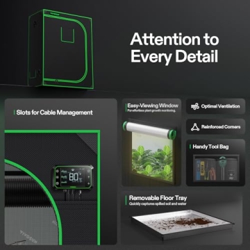 VIVOSUN S425 4x2 Grow Tent, 48"x24"x60" High Reflective Mylar with Observation Window and Floor Tray for Hydroponics Indoor Plant for VS2000