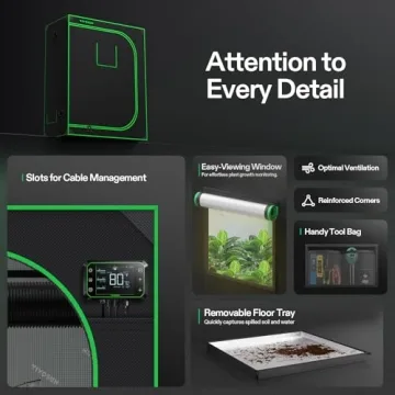 VIVOSUN S425 4x2 Grow Tent, 48"x24"x60" High Reflective Mylar with Observation Window and Floor Tray for Hydroponics Indoor Plant for VS2000