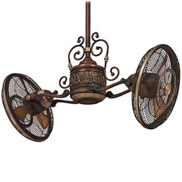 Minka-Aire F502-BCW Traditional Gyro 42 Inch Twin Head Ceiling Fan in Belcaro Walnut Finish