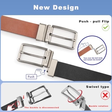 BESTKEE Men's Reversible Leather Belt - 35mm Quality Style
