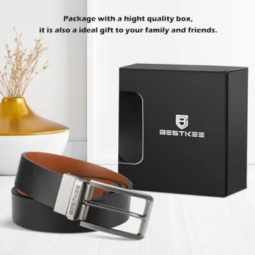 BESTKEE Men's Reversible Leather Belt - 35mm Quality Style