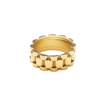 Shapes Studio 18K Gold Plated Belt Chain Ring, Gold Rings for Women, Stacking Rings, Gold Band Minim...