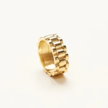 Shapes Studio 18K Gold Plated Belt Chain Ring for Women