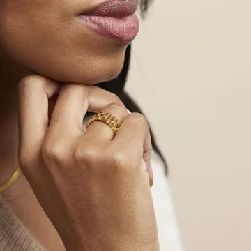 Shapes Studio 18K Gold Plated Belt Chain Ring for Women