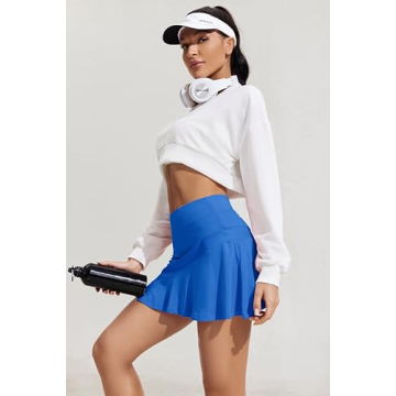 Ekouaer Women's Athletic Pleated Tennis Skirt with Pockets
