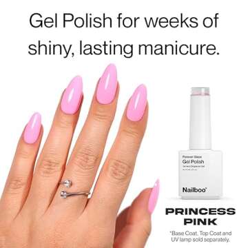 Nailboo PREMIER Forever Glaze Gel Nail Polish, (Bright Pink) Princess Pink LED Nail Lamp Gel Polish, Self-Leveling DIY Nails, Salon Quality Nail Color, Glossy Long-Wear, 0.3 oz.