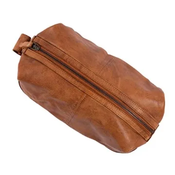 KomalC Premium Vintage Leather Toiletry Bag for Travel