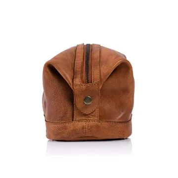 KomalC Premium Vintage Leather Toiletry Bag for Travel