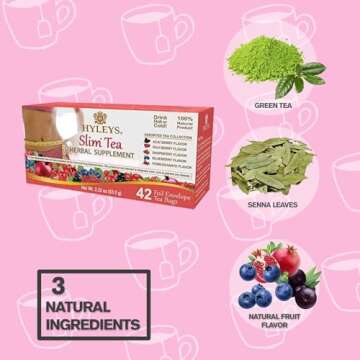 Hyleys Slim Tea 42 Ct Assorted - Weight Loss Herbal Supplement Cleanse and Detox - 42 Tea Bags (1 Pa...