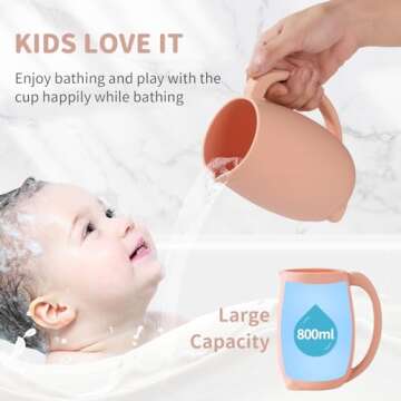 Baby Bath Rinse Cup - Children's Shampoo and Body Wash Rinse Cup with Easy Grip Handle for Rinsing B...