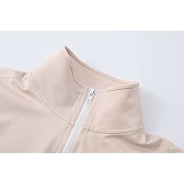 Gihuo Women's Athletic Full Zip Lightweight Workout Jacket with Thumb Holes
