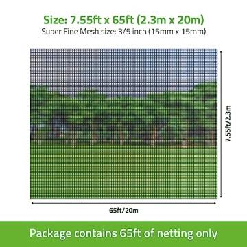 De-Bird Garden Fencing 7.5ft x 65ft for Garden Protection