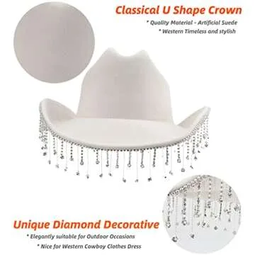 Stylish Melesh Cowgirl Felt Wide Brim Cowboy Hat