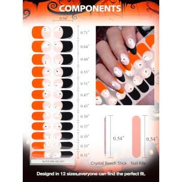 Cute EBANKU Halloween Gel Nail Strips - 24PCS