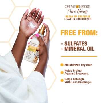 Creme Of Nature, Leave in Conditioner Pure Honey, Coconut Oil And Shea Butter Formula, For Dry Damaged Hair, 8 Oz