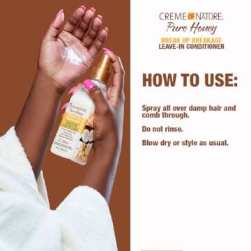 Creme Of Nature, Leave in Conditioner Pure Honey, Coconut Oil And Shea Butter Formula, For Dry Damaged Hair, 8 Oz